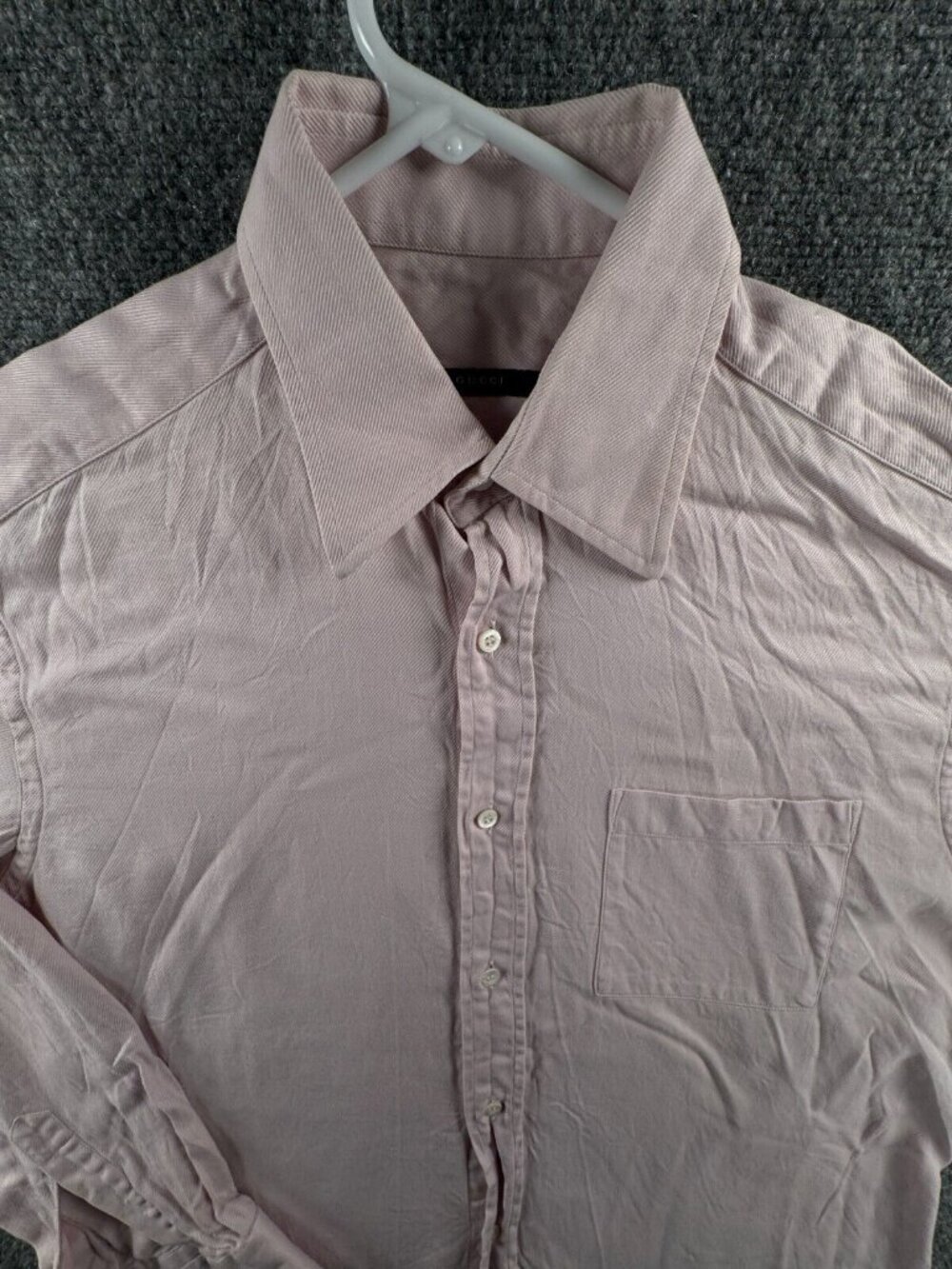 Gucci Italy Made Pink Button Up Shirt Long Sleeve Cotton Woven ACTL Size 15.25